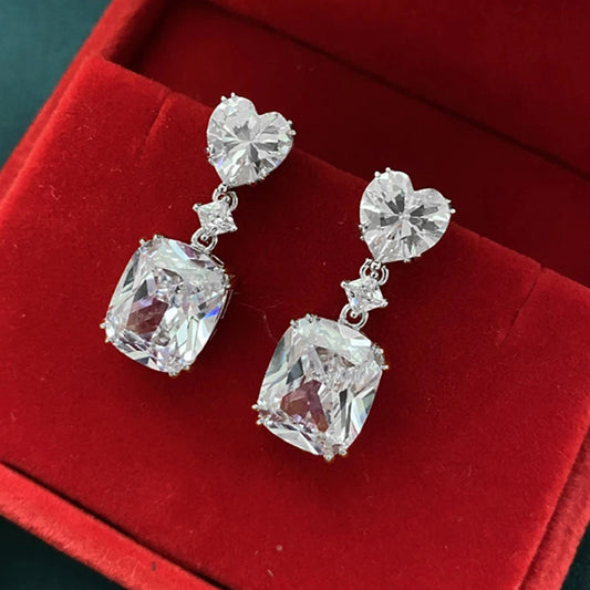 Light Luxury Sparkling Diamond Yellow White Zircon Earrings Women